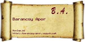 Barancsy Apor névjegykártya